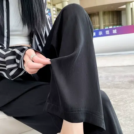 冰丝防晒阔腿裤女夏季薄款抽绳休闲宽松显瘦垂感直筒醋酸凉凉裤潮图片