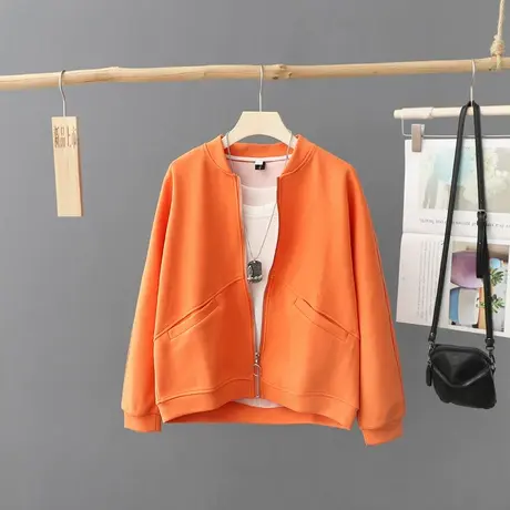 亮色外套女秋装2024新款休闲短款卫衣宽松小个子开衫棒球服夹克衫商品大图