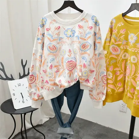 卫衣女春秋薄款2022新款小个子韩版宽松慵懒风大码满印高级感上衣图片