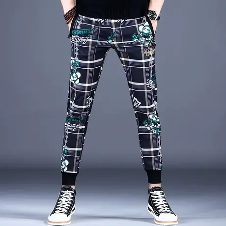 2023春夏新款男士休闲裤子时尚修身刺绣原宿风束脚裤百搭潮牌男裤商品大图