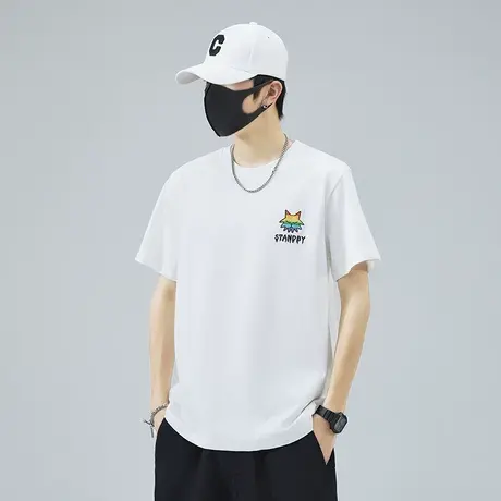 宽松夏季纯棉圆领T恤衫短袖印花男士男装夏装情侣装百搭夏天衣服商品大图