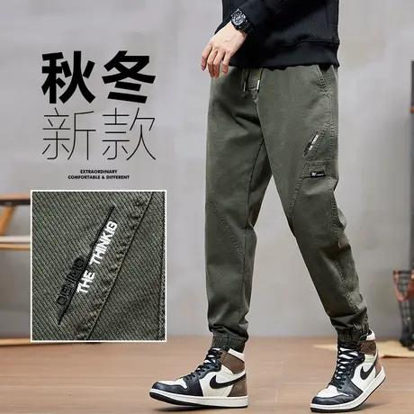 秋冬季军绿色加厚百搭伐木防撕裂工装裤男士休闲裤2024新款男裤子商品大图