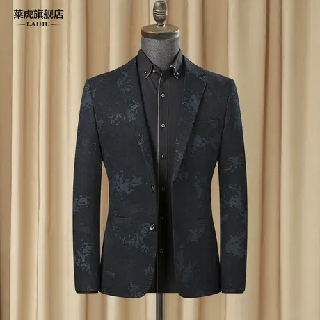 男士西服单件上衣秋季新款迷彩青年韩版潮流帅气休闲小西装男外套商品大图