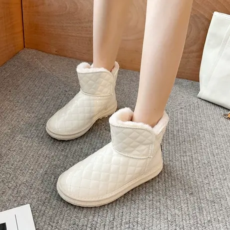 2023年新款东北保暖雪地靴女短筒加绒加厚防滑皮毛一体面包鞋棉鞋图片