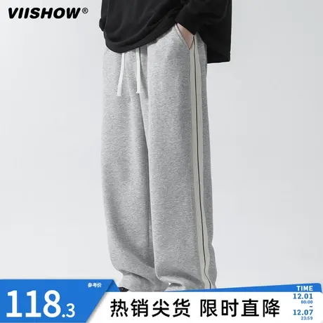 VIISHOW裤子男新款冬季美式潮牌加厚休闲长裤束脚运动青少年卫裤商品大图