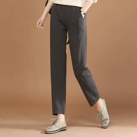 韩潮袭人松紧高腰拼接休闲裤女2024春季新款百搭显瘦纯色哈伦裤商品大图