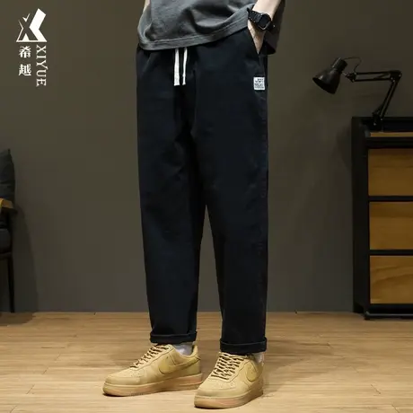 夏季美式男裤黑色工装裤子男春秋潮牌直筒长裤宽松大码男士休闲裤商品大图