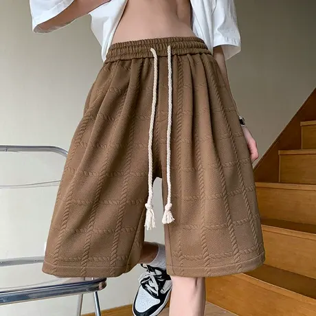 夏季薄款宽松直筒短裤男2023新款纯色篮球健身运动中裤潮流休闲裤图片