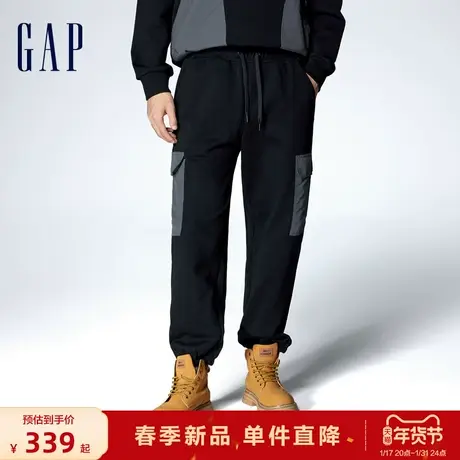 Gap男装2024春季新款纯棉撞色多口袋束口长裤工装针织卫裤884775商品大图