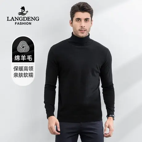 浪登男士双翻高领长袖羊毛衫2023冬季时尚休闲保暖打底针织毛衣男图片