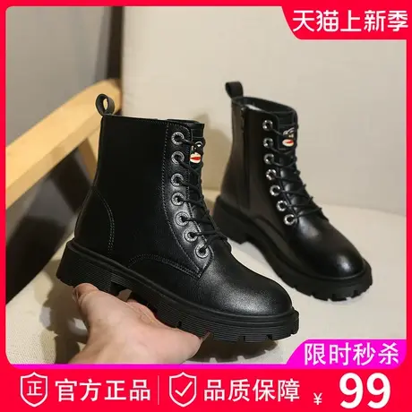 大嘴猴马丁靴2023年女新款冬季加绒英伦风复古短筒休闲靴子ins潮商品大图