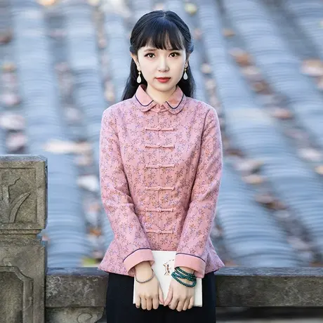 筠雅唐装棉服女中国风棉袄改良旗袍上衣中式夹袄棉衣茶服女款冬季图片