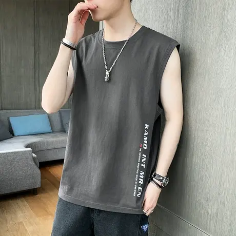 棉感背心男士无袖t恤夏季薄款健身运动外穿冰丝男款潮流ins上衣服商品大图