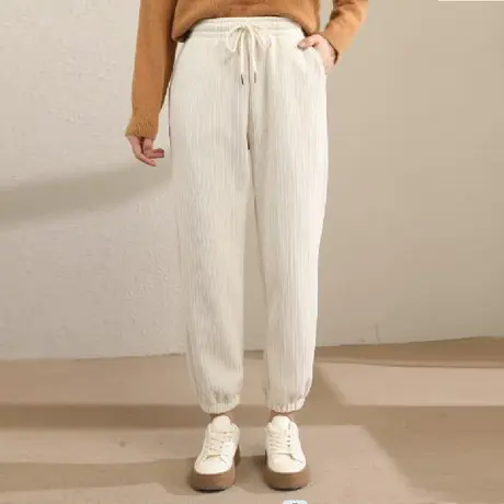 时尚气质加绒束脚裤2022年冬季新款女士休闲宽松百搭高腰显瘦长裤商品大图