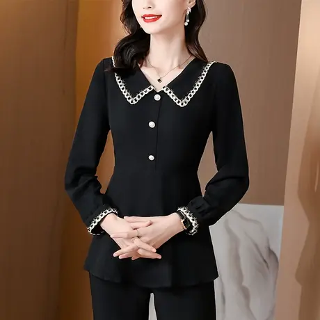 长袖打底衫女春秋季内搭2023新款洋气小衫收腰t恤娃娃领上衣别致商品大图