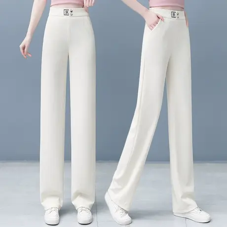阔腿裤女2023新款夏季韩版高腰显瘦直筒裤小个子宽松拖地裤休闲裤商品大图