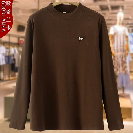 五十岁胖妈妈秋冬装立领打底衫洋气时尚加肥加大码女保暖长袖上衣商品大图