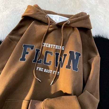 oversize连帽大码卫衣女秋冬加绒加厚ins潮牌宽松慵懒风上衣外套商品大图