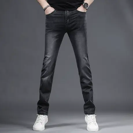 2023新款夏季冰丝牛仔裤男款修身直筒薄款黑色韩版潮流休闲男裤子商品大图