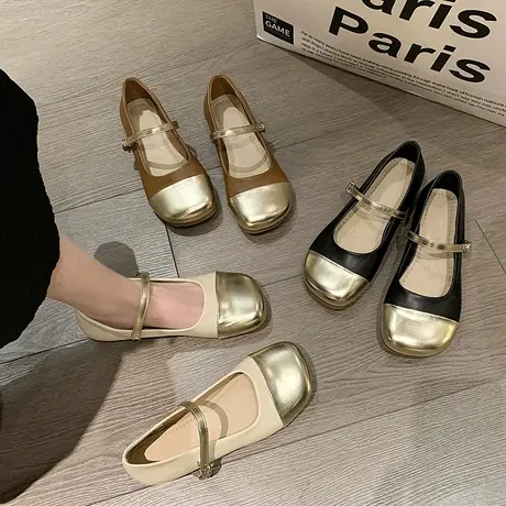 2023春季新款小香风浅口豆豆鞋女一脚蹬玛丽珍女鞋法式复古小皮鞋商品大图