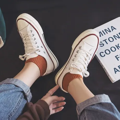 经典帆布鞋女2023新款春秋季薄款学生百搭休闲透气低帮ins潮板鞋商品大图