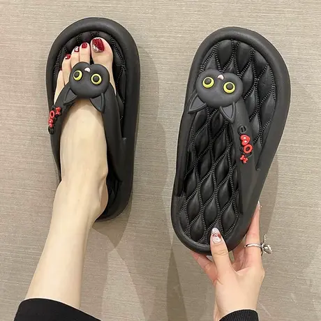 人字拖女夏季2025新款可爱猫咪踩屎感防滑厚底沙滩夹趾凉拖鞋外穿商品大图