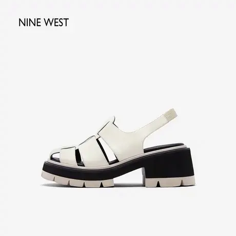 明星同款Nine West/玖熙厚底松糕鞋女夏季新款沙滩凉鞋罗马鞋软底图片