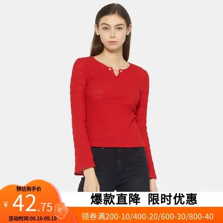 艾格2022冬季季时尚简约风纯色V领针织女M048商品大图
