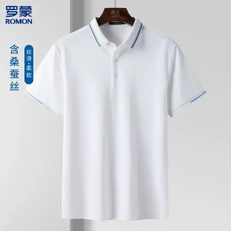罗蒙经典商务polo衫男短袖t恤男含桑蚕丝透气t恤男短袖图片