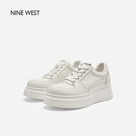 Nine West/玖熙厚底小白鞋女2025夏季新款真皮休闲鞋小个子增高鞋图片