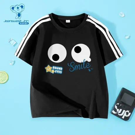 JU真维斯2025夏季新款印花潮流中大童速干短T舒适休闲衣儿童上衣商品大图