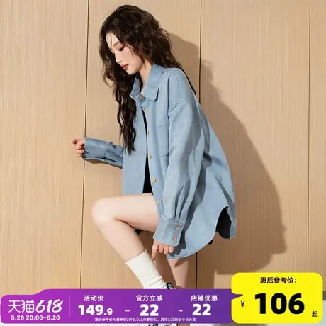 唐狮2025春季新款衬衫女长袖小个子百搭净色小众设计感休闲上衣商品大图