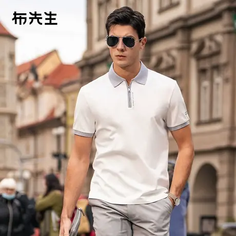 MrBu布先生拼色印花短袖2025夏季新款翻领设计休闲男上衣AT16026图片