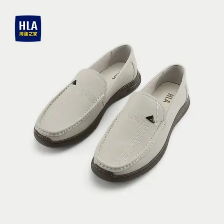 HLA/海澜之家一脚蹬休闲鞋25新款商务简约舒适橡胶底时尚PU鞋子男商品大图