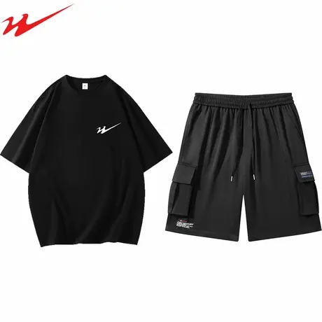 双星八特男士宽松多口袋工装短裤T恤套装宽松QL110-SX21218A短袖商品大图