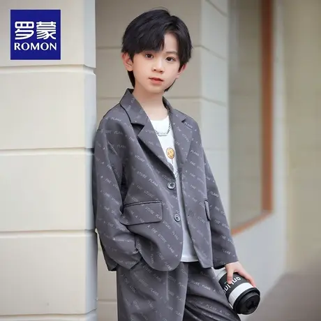 罗蒙童装男童春装套装宝宝两件套痞帅气质时髦洋气休闲小西装套装商品大图