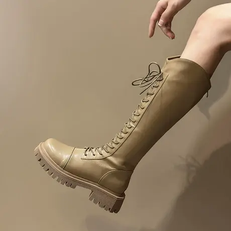 法式v口长筒靴女夏季2023新款圆头显瘦骑士靴防滑小众西部牛仔靴商品大图