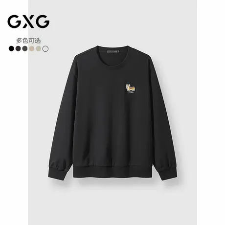 25秋季新品GXG男装多色狗狗刺绣小标设计时尚百搭长袖圆领卫衣商品大图