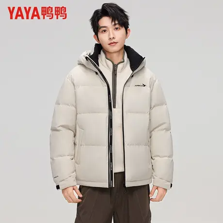 【高充绒量】鸭鸭情侣款羽绒服冬季短款连帽面包服男加厚保暖外套图片
