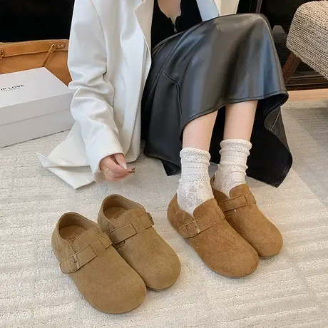 平底一脚蹬勃肯鞋女2025秋季新款复古休闲气质单鞋高级感百搭鞋子商品大图