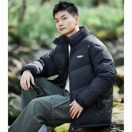 唐狮冬季新款男士羽绒服立领短款面包服黑色加厚外套宽松保暖TD商品大图