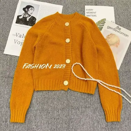 开衫毛衣小外搭外套女秋冬新款圆领法式高级感长袖针织衫开衫上衣商品大图