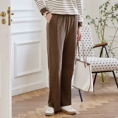 艾路丝婷阔腿裤带开衩设计女2023年秋季新款商品大图