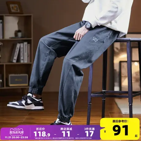 唐狮2023春秋新款潮牌休闲裤男士简约显瘦直筒长裤宽松裤子男图片