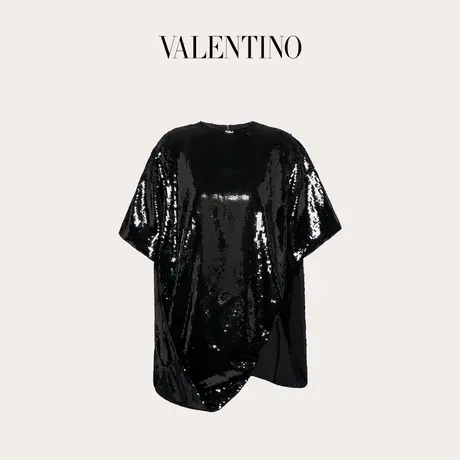 【季末优惠】华伦天奴VALENTINO女士刺绣亮片装饰欧根纱上衣商品大图