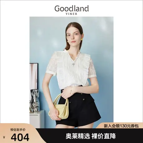 【非遗源流】音儿美地女装2023夏季新款盐缩花型衬衫短袖透气上衣商品大图