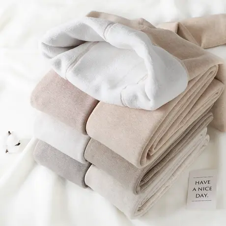 日系秋冬棉燕麦色打底裤女外穿加绒加厚灰色连裤袜奶咖米白羊羔绒商品大图