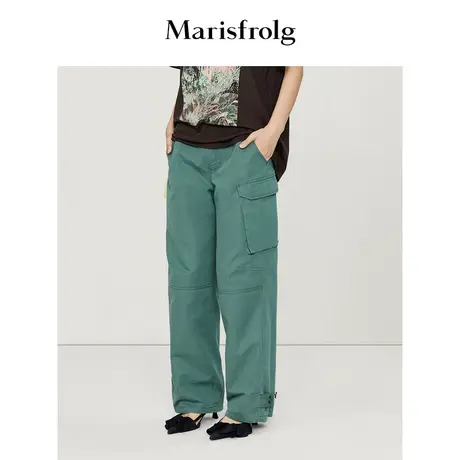 【意大利进口面料】玛丝菲尔休闲裤23春季新款高腰显瘦复古工装裤图片