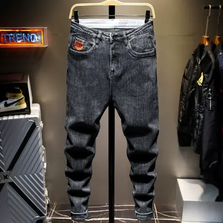 春夏季潮牌牛仔裤男直筒宽松男士休闲长裤子男高端韩版潮流老爹裤商品大图