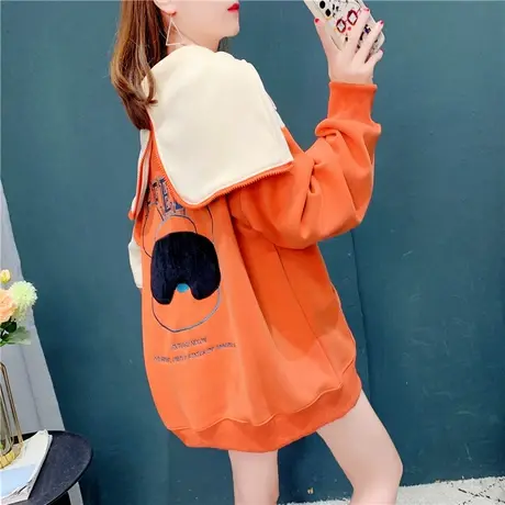 慵懒风洋气减龄加绒加厚卫衣女秋冬2021年新款百搭宽松设计感外套图片